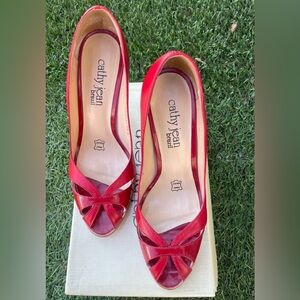 Cathy Jean Brazil Red Patent Leather Heels Sz(9)